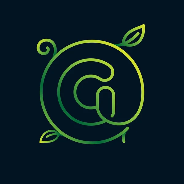 Bokstav Blad Logotyp Cirkel Omöjligt Rad Stil Perfekt Grön Ikon — Stock vektor