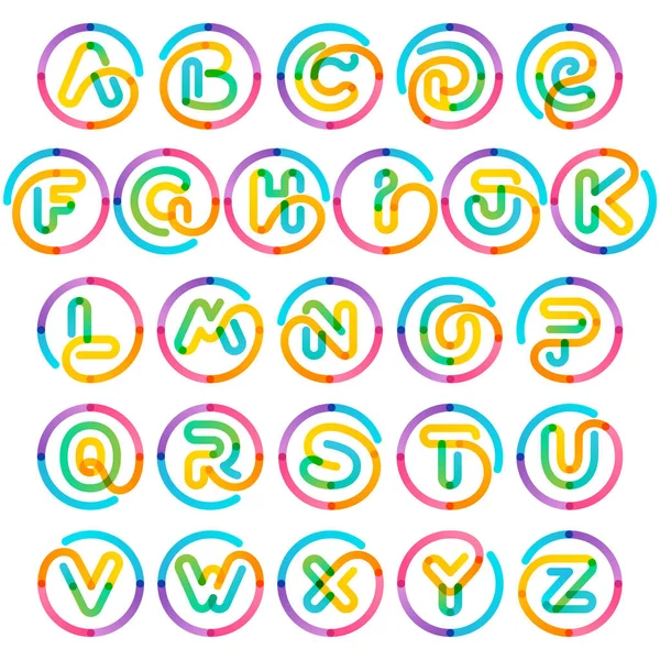 Alphabet Rainbow Gradient Circle Impossible One Line Style Perfect Colorful — Stock Vector