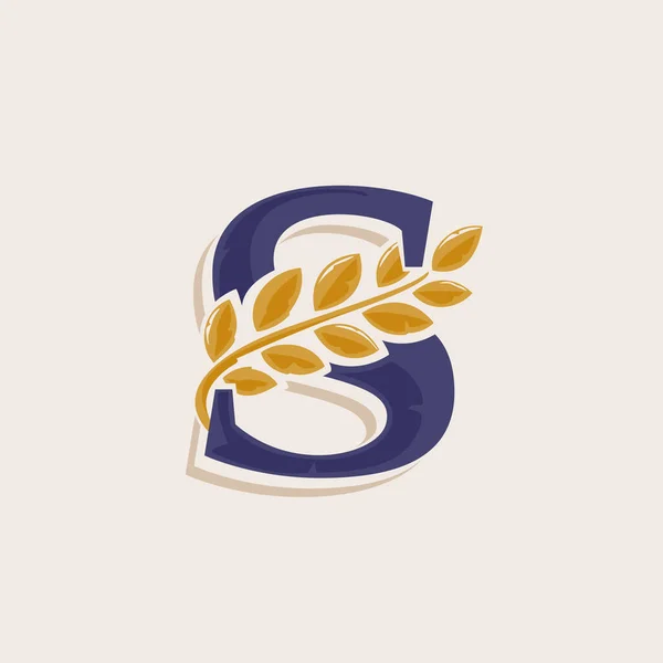 Lettera Logo Con Corona Alloro Caratteri Serif Classici Con Ombreggiatura — Vettoriale Stock