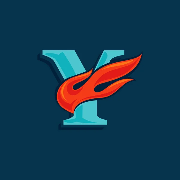 Letra Logo Con Fuego Velocidad Rápida Vintage Serif Fuente Con — Vector de stock