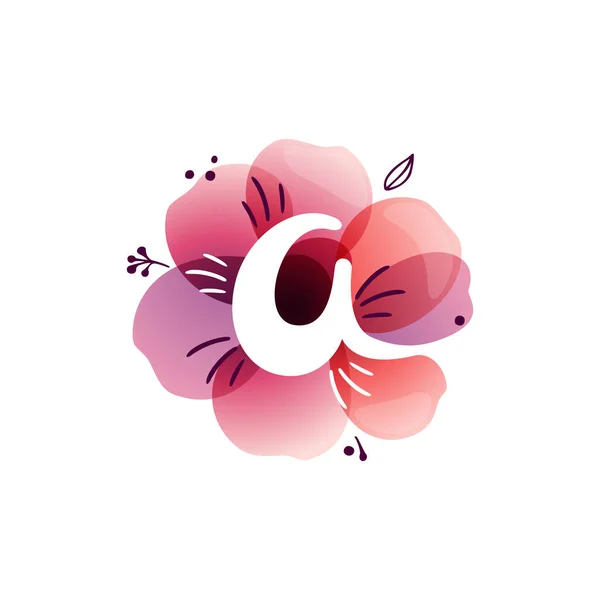 Γράμμα Ένα Λογότυπο Στο Χρώμα Του Νερού Επικαλυπτόμενο Λουλούδι Αρνητικό — Διανυσματικό Αρχείο