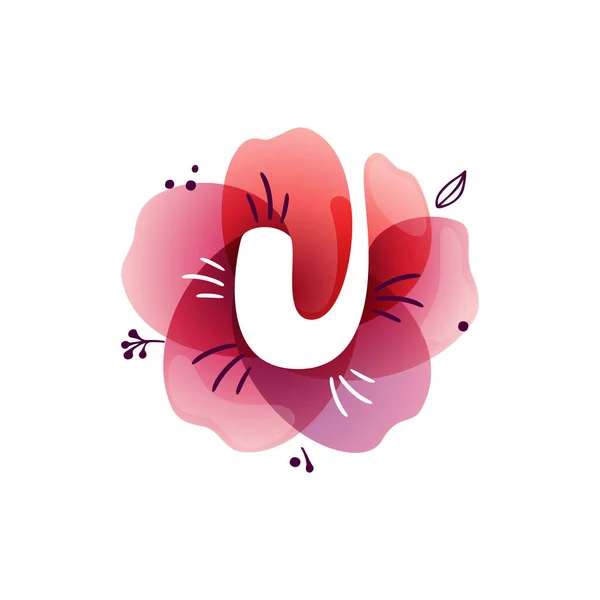 Λογότυπο Γράμμα Ακουαρέλα Επικαλυπτόμενο Λουλούδι Αρνητικό Εικονίδιο Χώρου Μελάνια Και — Διανυσματικό Αρχείο