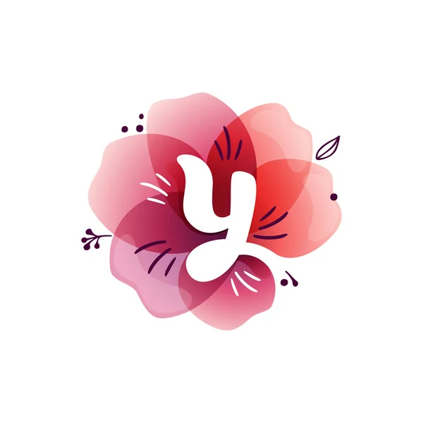 Логотип Літери Акварелі Перекриває Квітку Негативна Піктограма Простору Чорнильними Травами — стоковий вектор
