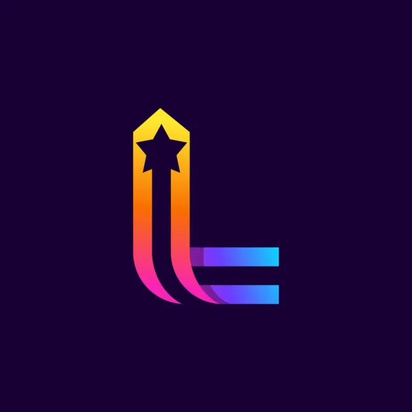 Letter Logo Met Ster Binnenkant Vector Parallelle Lijnen Icoon Perfect — Stockvector