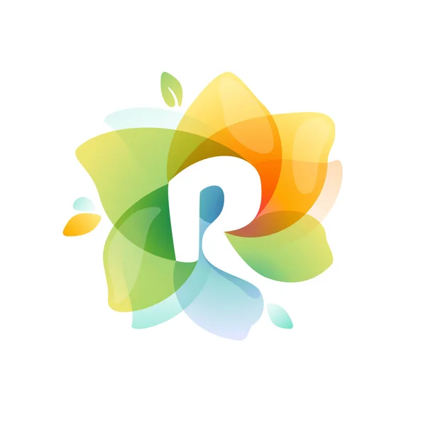 Bokstaven Logotyp Färgglada Akvarell Blomma Perfekt Typsnitt För Inbjudningsdesign Textil — Stock vektor