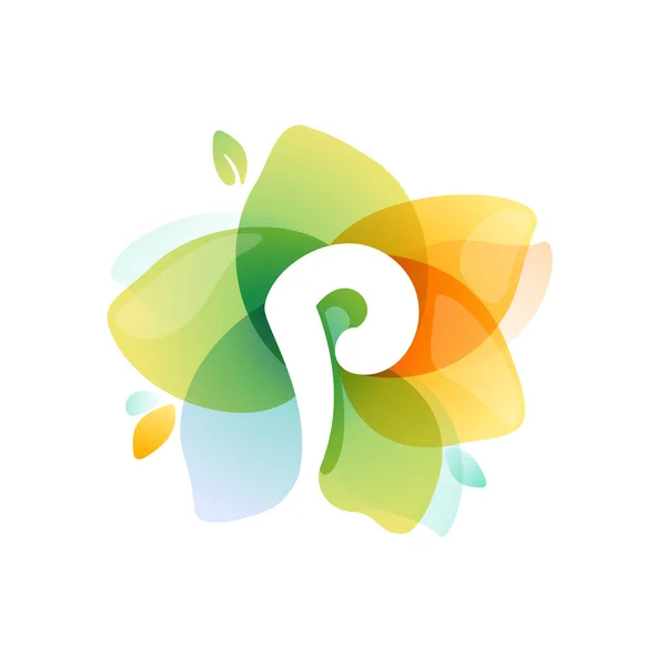 Logotipo Letra Flor Acuarela Colorido Fuente Perfecta Para Diseño Invitación — Archivo Imágenes Vectoriales