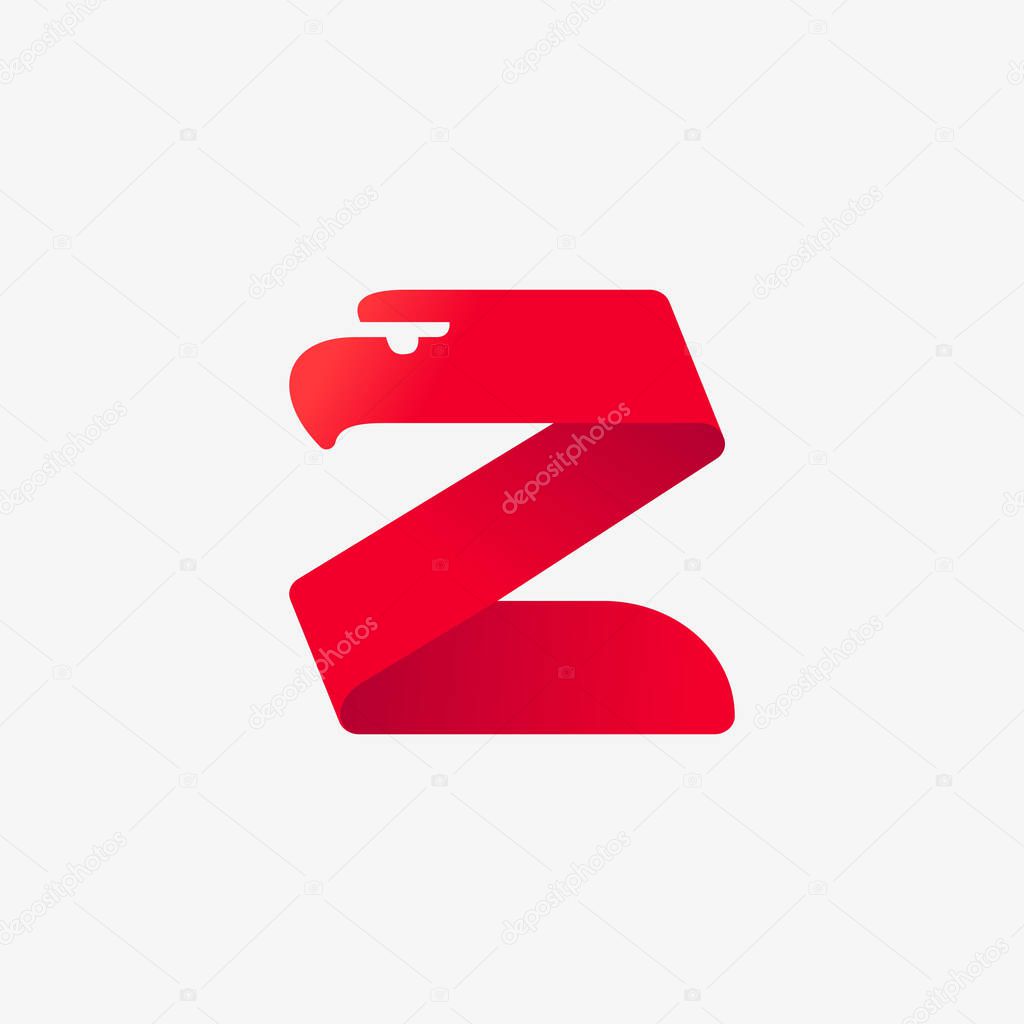 Z letter logo with eagle head silhouette. Vector italic font perfect for sport identity, luxury posters and real estate company, etc.