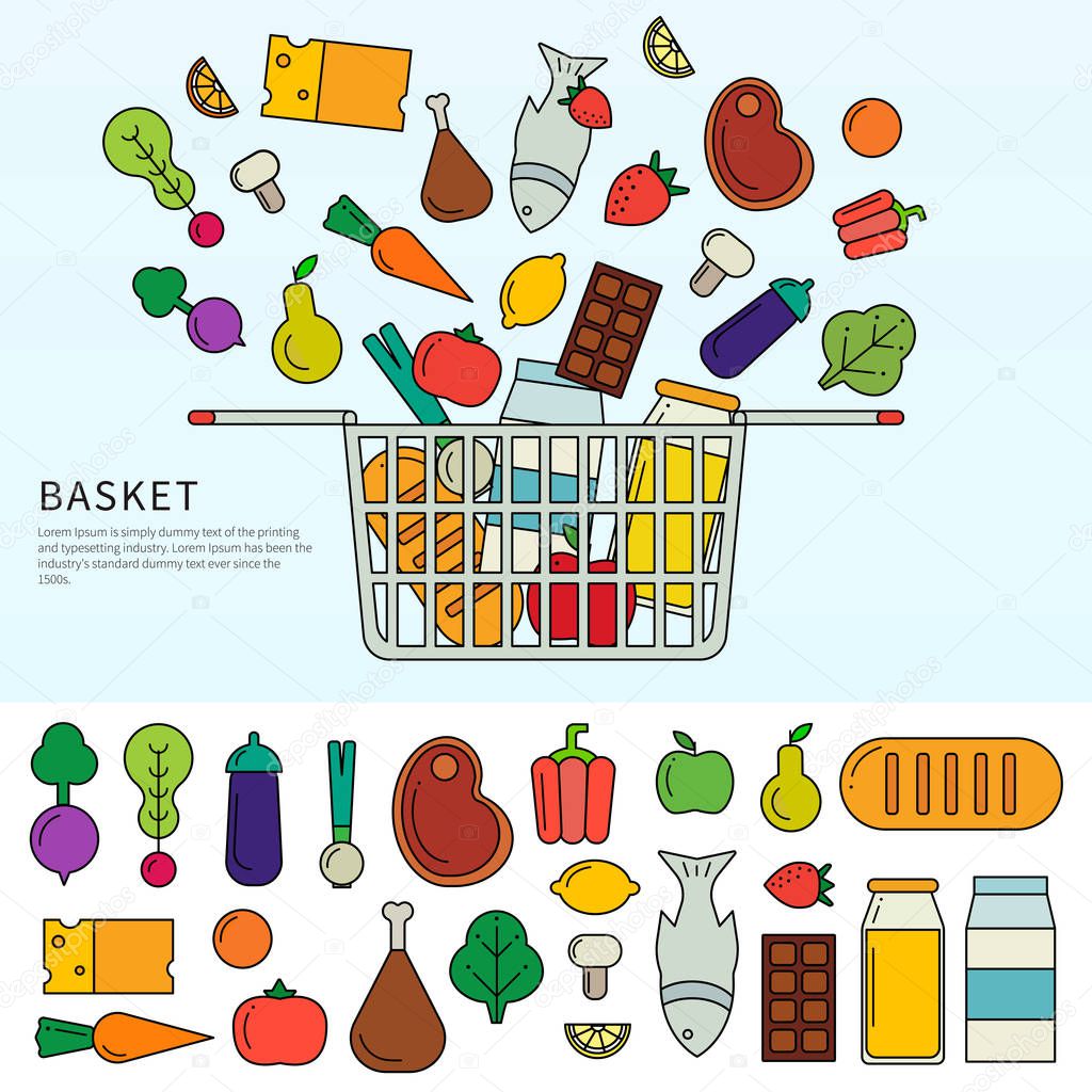 Basket with different products