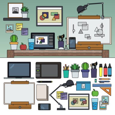 Illustrator çalışma kabine ile sanatsal Araçlar