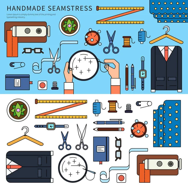 Handgemaakte naaister set — Stockvector