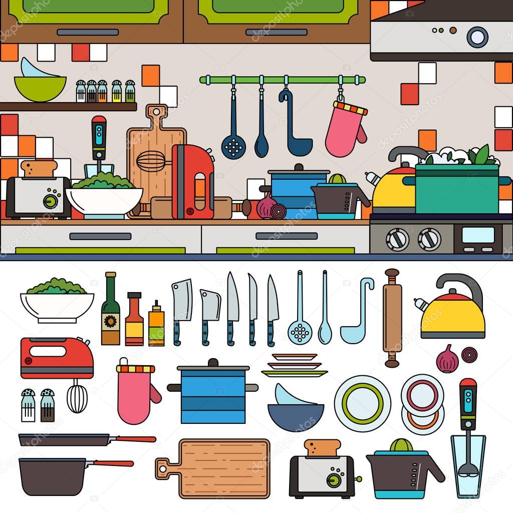 Cooking tools and utensils in the kitchen