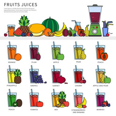 Masanın üzerine taze meyve suları ile gözlük