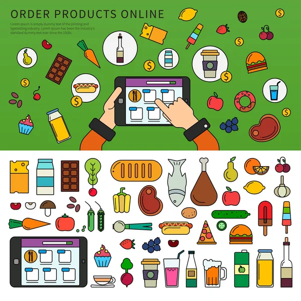 Ordinare prodotti online — Vettoriale Stock