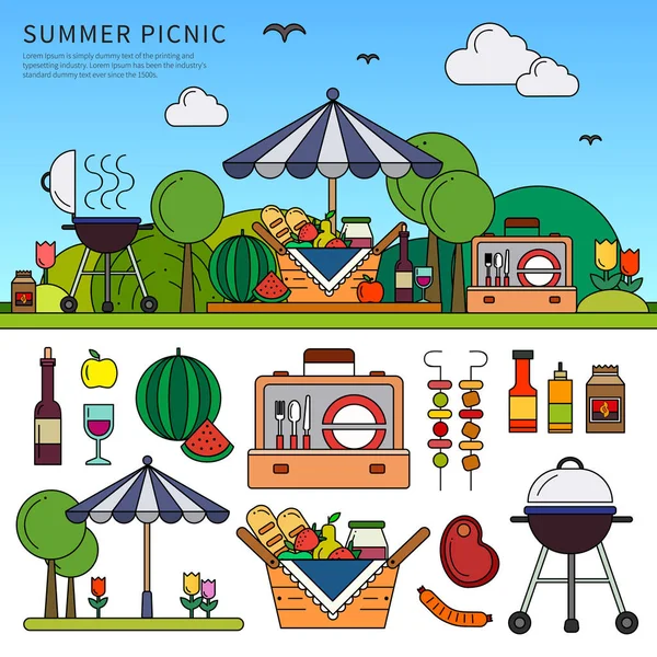 Picknick op zomerdag — Stockvector