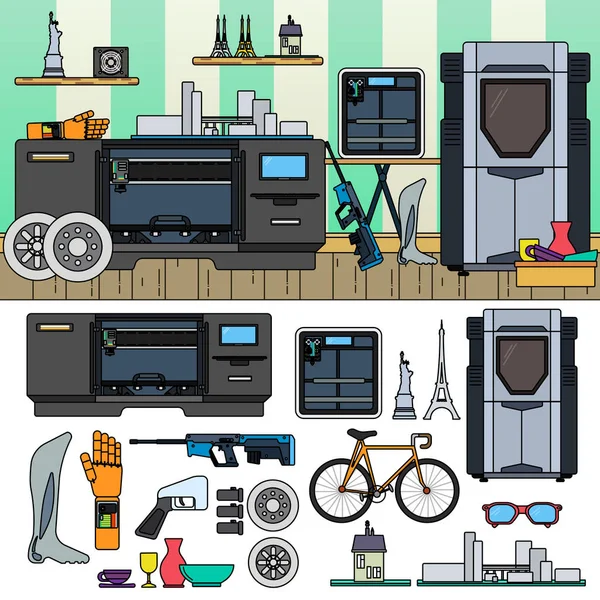 Impresión 3D profesional — Vector de stock