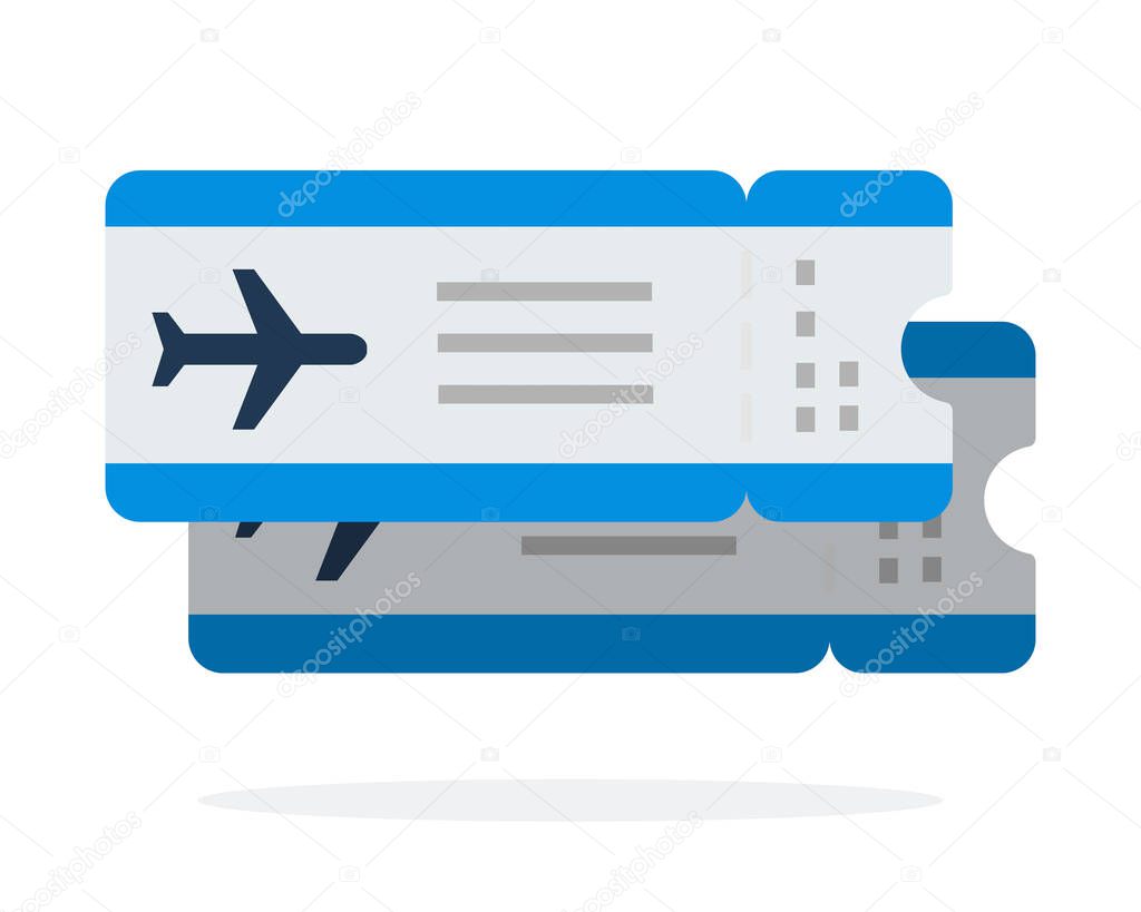 Airline tickets, flights vector flat material design isolated object on white background.