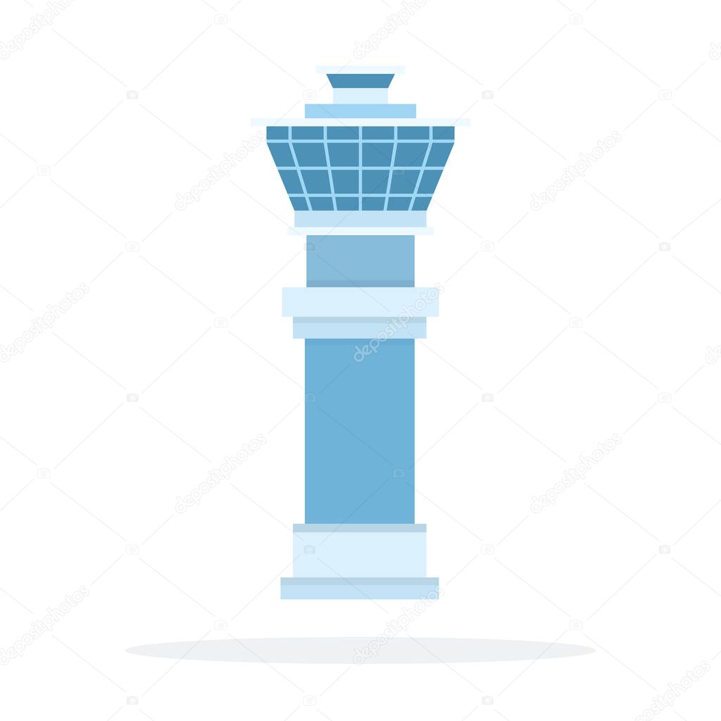 Airport control room vector flat material design isolated object on white background.
