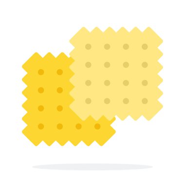 Çay bisküvisi düz malzeme tasarımı beyaz arkaplanda izole nesne.