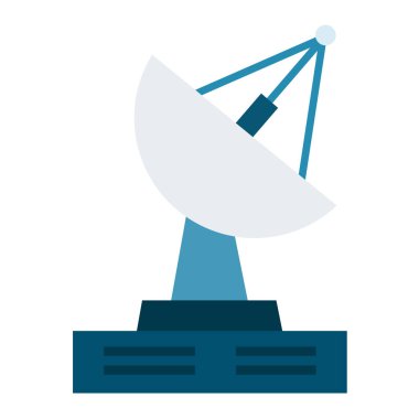 Uydu istasyonu vektör düz malzeme tasarımı beyaz arkaplan üzerindeki izole nesne.