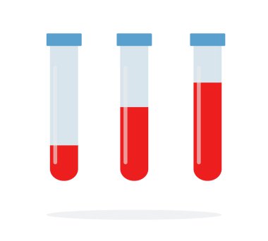 Beyaz zemin üzerinde kan vektörü düz madde tasarımı olan tüp.