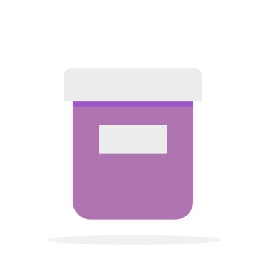 Uyuşturucu taşıyıcı düz malzeme tasarımı için plastik kavanoz beyaz arkaplan üzerinde izole nesne.