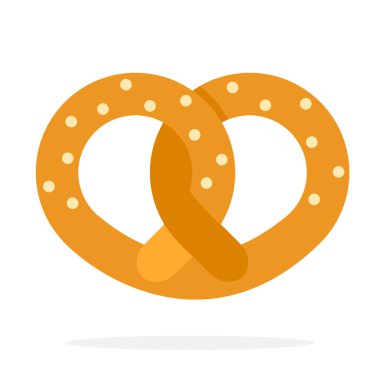 Simit vektörü düz malzeme tasarımı beyaz arkaplan üzerindeki izole nesne.