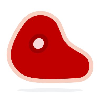 Çiğ biftek vektörü düz malzeme tasarımı beyaz zemin üzerinde izole nesne