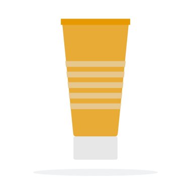 Bir tüp vektör düz malzeme tasarımında güneş kremi beyaz arkaplanda izole edilmiş nesne.