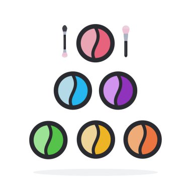 Yuvarlak kutulardaki göz gölgeleri vektör düz malzeme tasarımı beyaz arkaplan üzerindeki izole nesne.