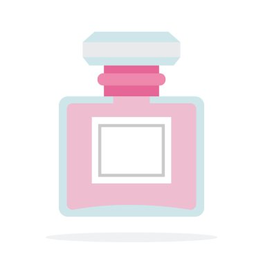 Pembe parfüm vektörü düz malzeme tasarımı beyaz arkaplan üzerindeki izole nesne.