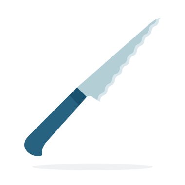 Tırtıklı bıçak vektör düz malzeme tasarımı beyaz arkaplanda izole nesne.