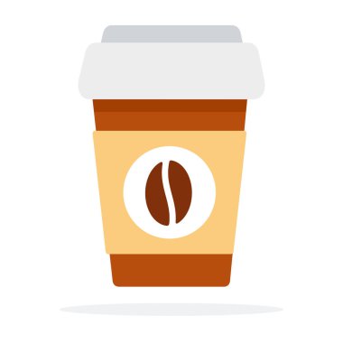 Kahveli kahve kupası. Logo vektörü düz ve izole.
