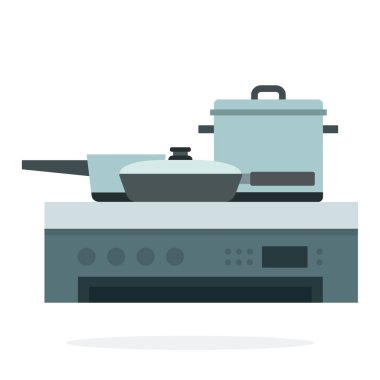 Fırın vektöründeki tavalar ve tencereler izole edilmiş.