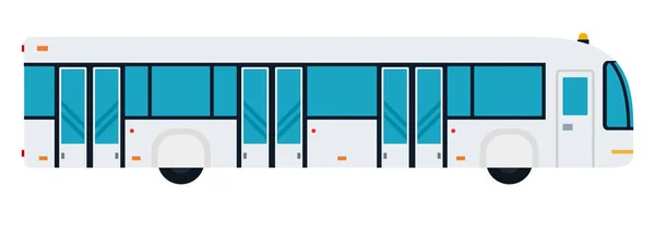 Bus, um Passagiere zu dem Flugzeug-Vektor flachen Materialdesign-Objekt zu befördern. isolierte Abbildung auf weißem Hintergrund. — Stockvektor