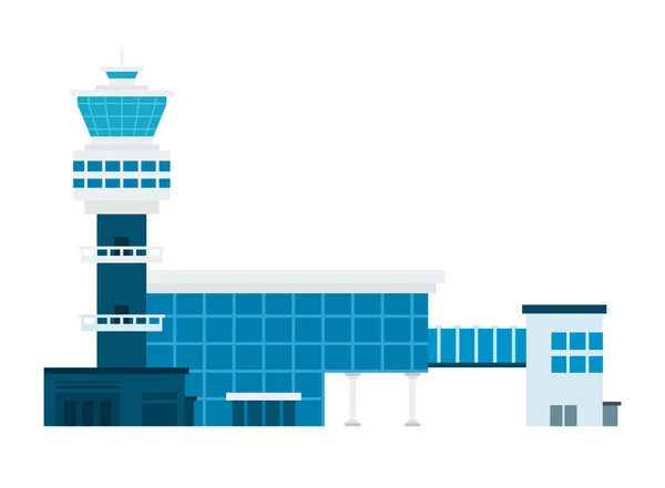 Aeropuerto edificio vector plano material diseño aislado objeto sobre fondo blanco . — Archivo Imágenes Vectoriales