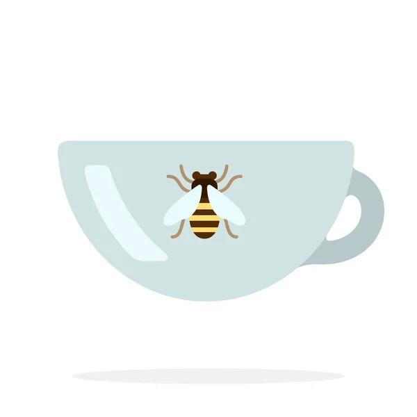 Taza con la imagen de un vector de abeja diseño de material plano objeto aislado sobre fondo blanco . — Vector de stock