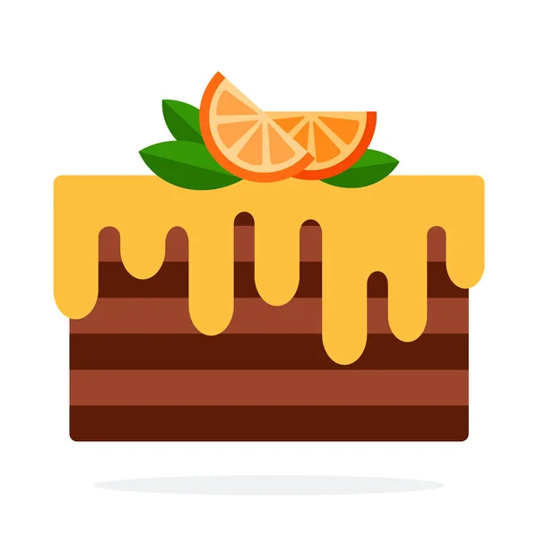 Σοκολάτα τούρτα διάνυσμα επίπεδη υλικό σχεδιασμό απομονωμένο αντικείμενο σε λευκό φόντο. — Διανυσματικό Αρχείο