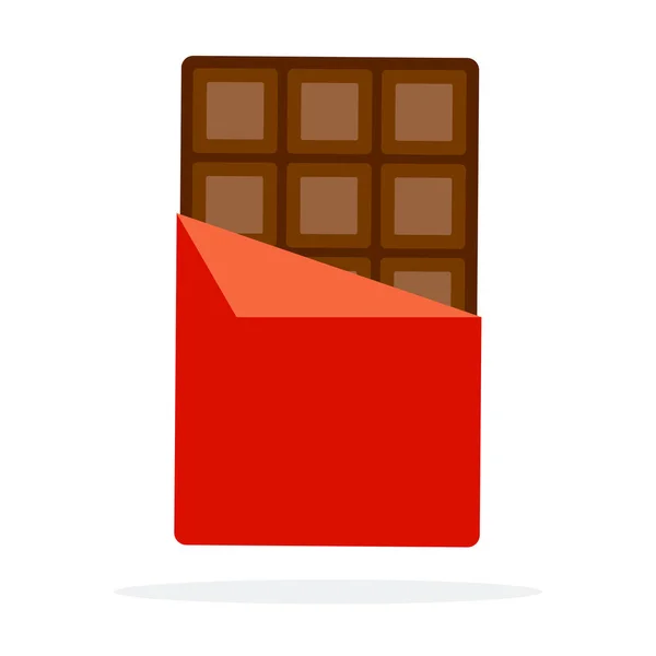 Barra de chocolate em um vetor de invólucro design de material plano objeto isolado no fundo branco . —  Vetores de Stock