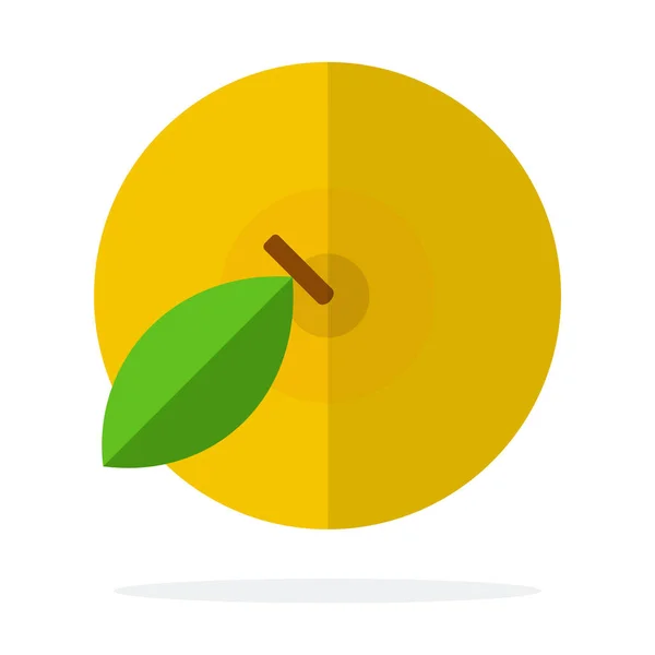 Yellow apple view from above vector flat material design isolated object on white background. — 스톡 벡터