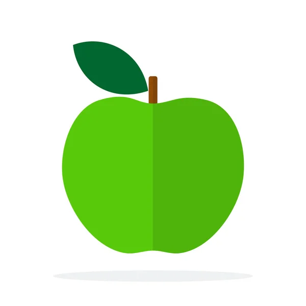 Verde manzana vector plano material diseño aislado objeto sobre fondo blanco . — Archivo Imágenes Vectoriales