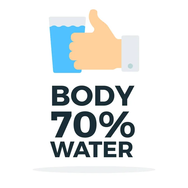 Body consists of seventy percent water vector flat material design isolated object on white background. — 스톡 벡터