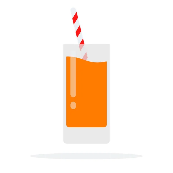 Verre de jus d'orange avec un vecteur de paille matériau plat design objet isolé sur fond blanc . — Image vectorielle