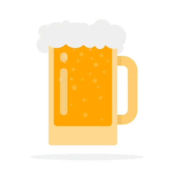 Mug of beer with foam vector flat material design isolated object on white background. — Stock Vector