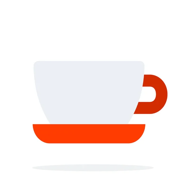 Teetasse und Untertasse Vektor flaches Material Design isoliertes Objekt auf weißem Hintergrund. — Stockvektor