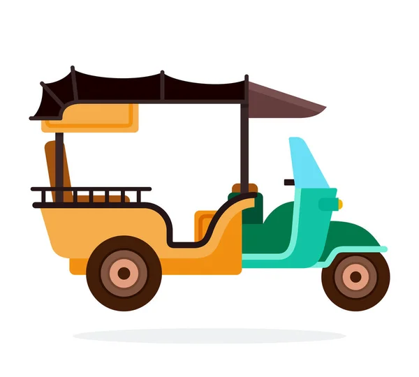 Tuk -Tuks taxi vektor lapos elszigetelt — Stock Vector