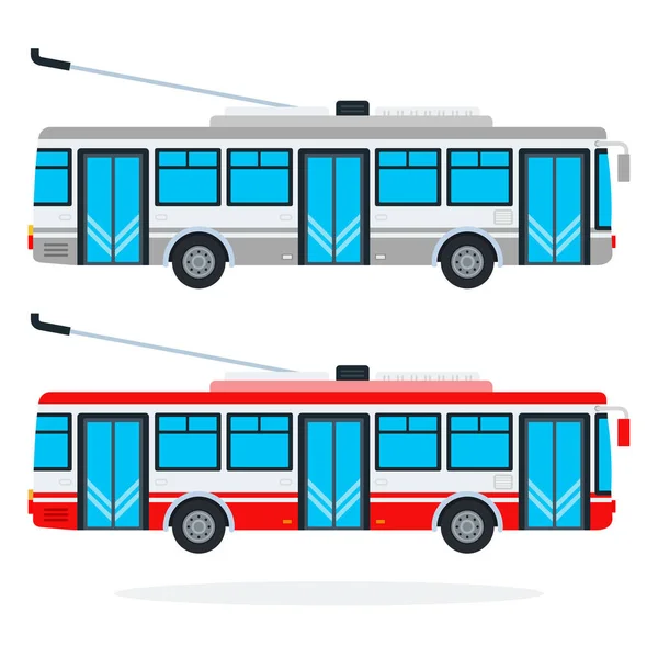 Městské trolejbusy vektor ploché izolované — Stockový vektor