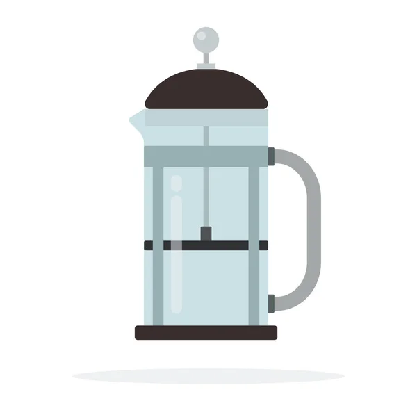 Empty transparent teapot with a piston vector flat isolated — 스톡 벡터