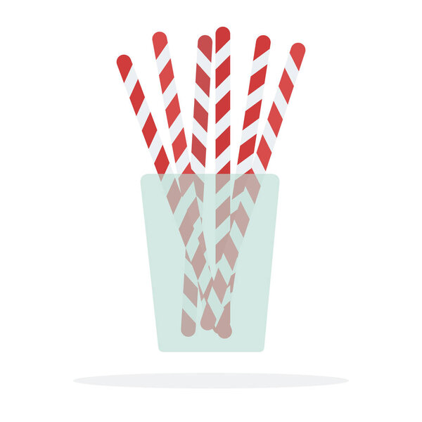 Cocktail straws in a glass vector flat isolated