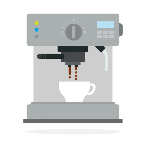 Máquina de café prepara vector de café plano aislado — Archivo Imágenes Vectoriales
