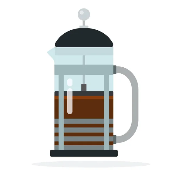 French press coffee maker vector flat isolated — 스톡 벡터